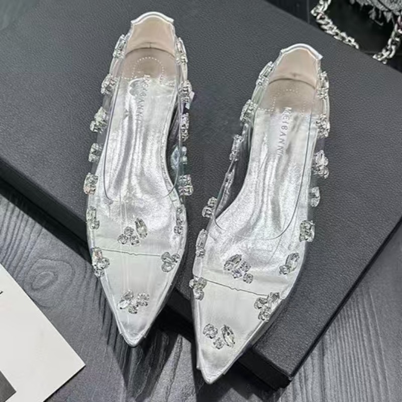 Pointed Toe Flat - 2026 Transparante PVC Rhinestone Platte Schoenen