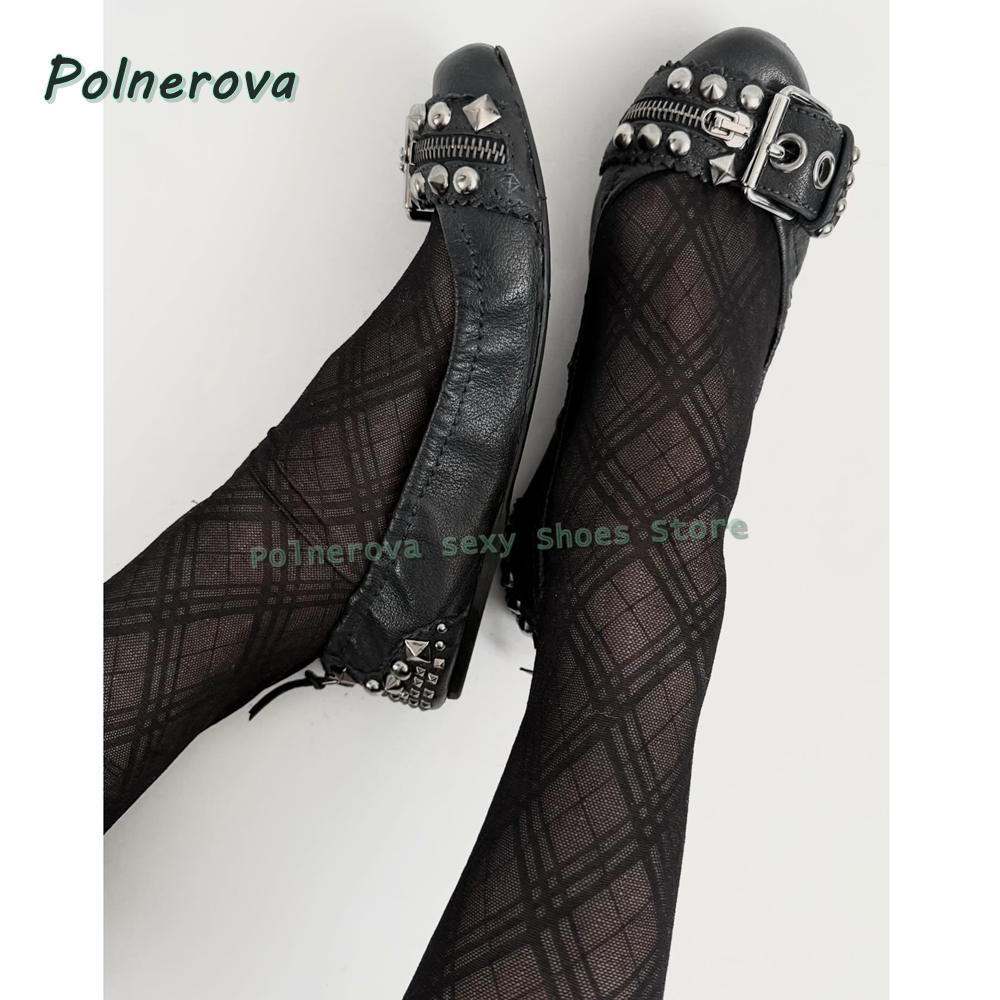 Women'S Shoes Round Toe - Klinknagelriemgesp Mary Jane schoenen spitse neus