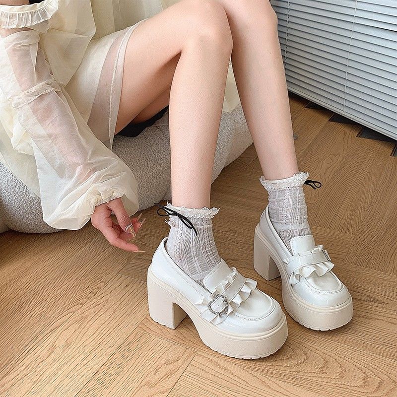 Women Shoes Quick Delivery - Damespumps Strass Ronde Neus Vierkante Hakken