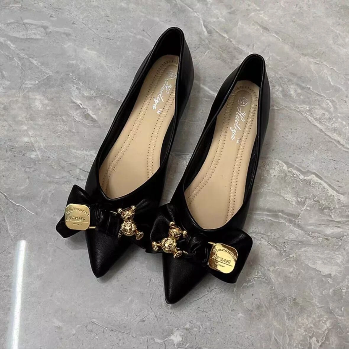 Women Shoes Quick Delivery - Platte damesschoenen Ondiep met hak Strik